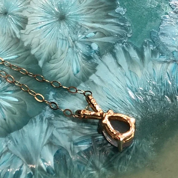 Dainty 14K Yellow Gold Montana Sapphire Pendant on Dainty 14K Chain - Picture 11 of 17